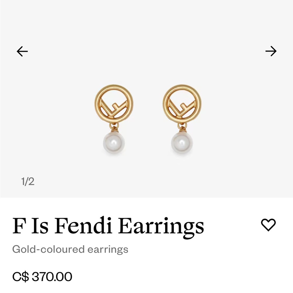 Fendi Gold and Pearl Drop Earrings